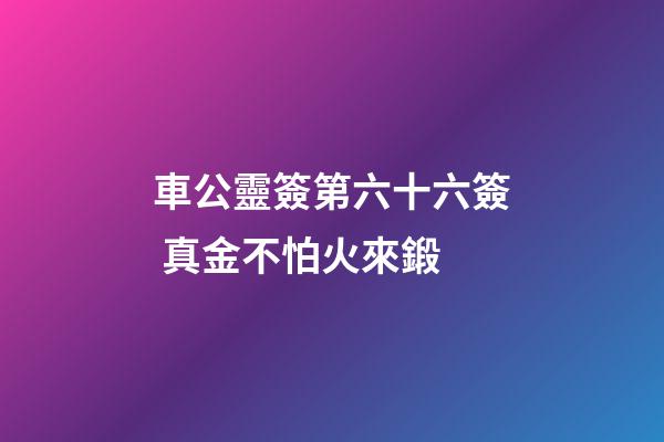 車公靈簽第六十六簽 真金不怕火來鍛